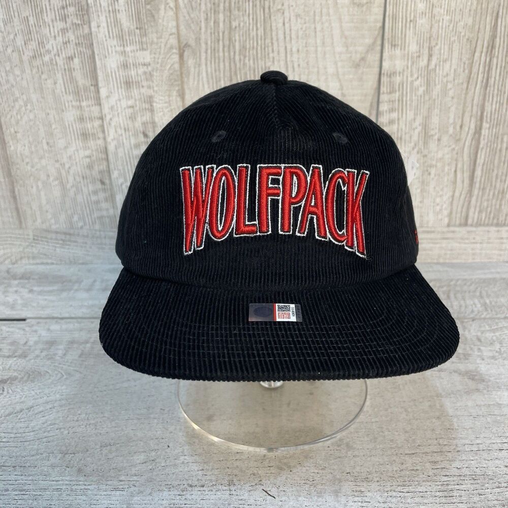 NC State Wolfpack Hat Mens Corduroy Black Red Snapback Retro New Homefield NCSU